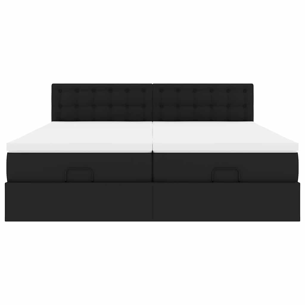 Ottoman bed met matrassen 180x200cm kunstleer zwart