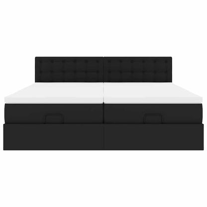 Ottoman bed met matrassen 180x200cm kunstleer zwart