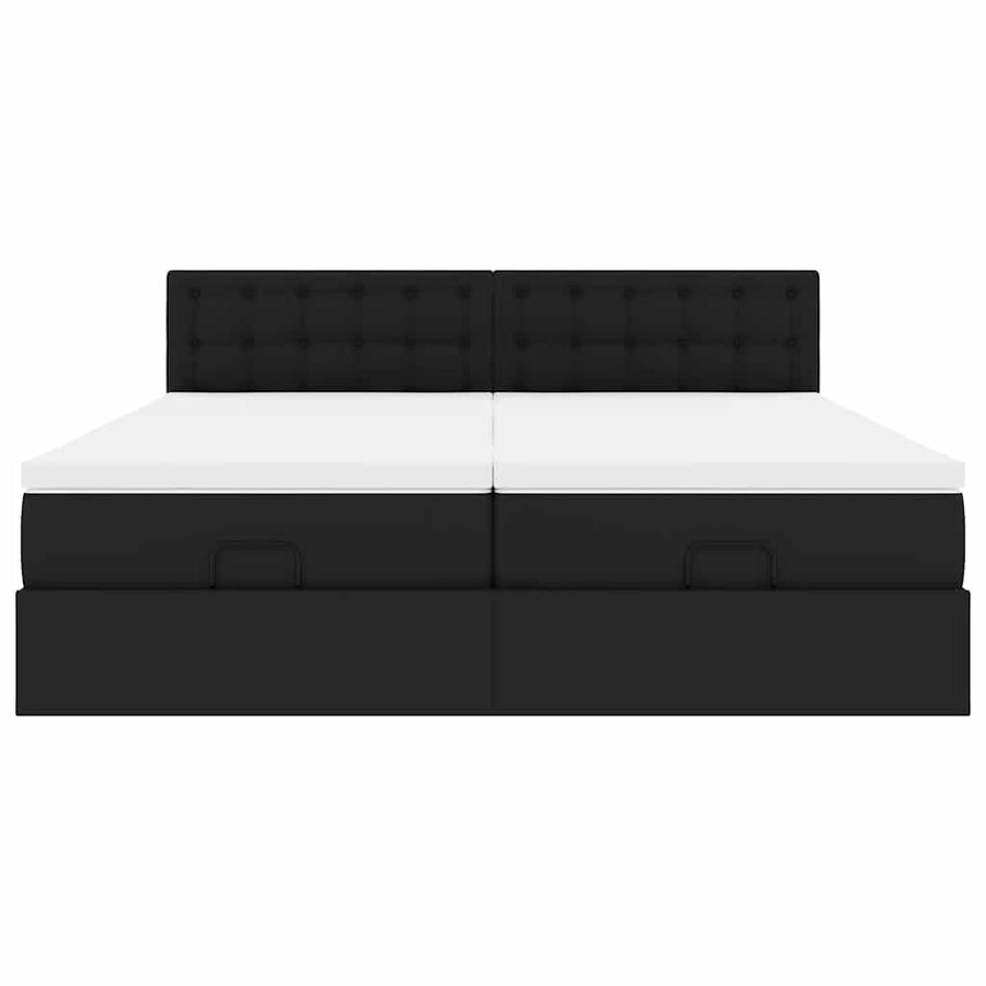 Ottoman bed met matrassen 180x200cm kunstleer zwart