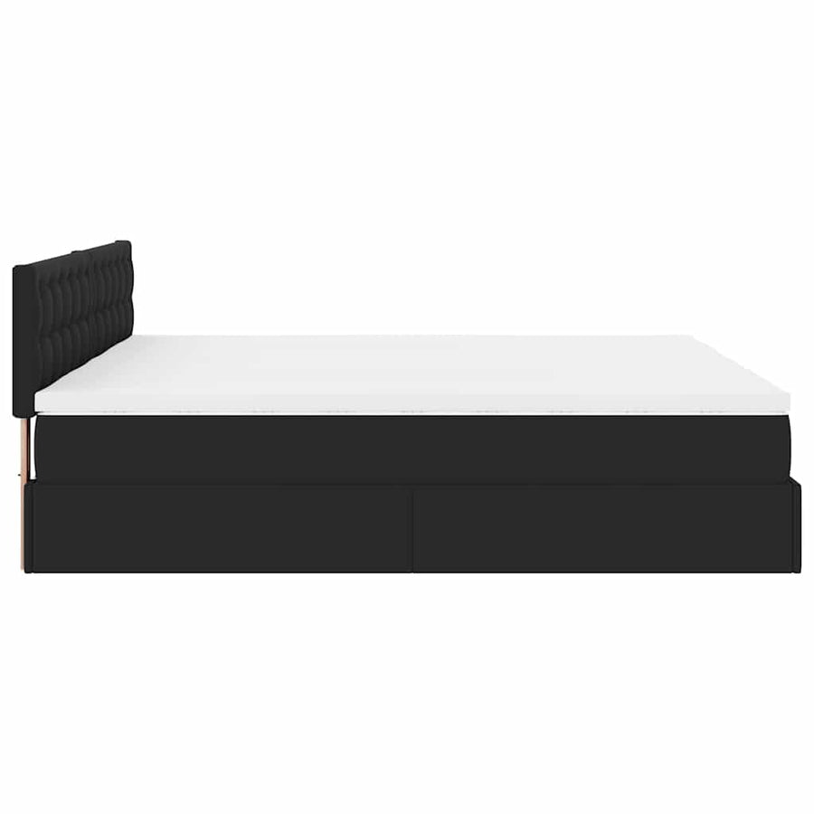 Ottoman bed met matrassen 180x200cm kunstleer zwart