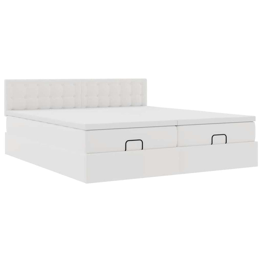 Ottoman bed met matrassen 180x200cm kunstleer wit