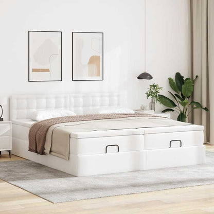 Ottoman bed met matrassen 180x200cm kunstleer wit
