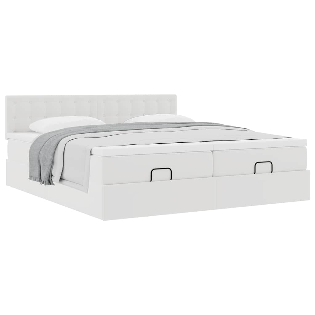 Ottoman bed met matrassen 180x200cm kunstleer wit
