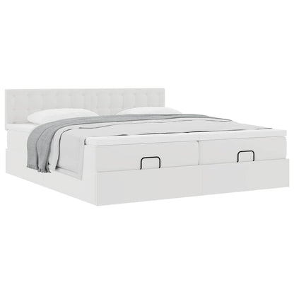 Ottoman bed met matrassen 180x200cm kunstleer wit