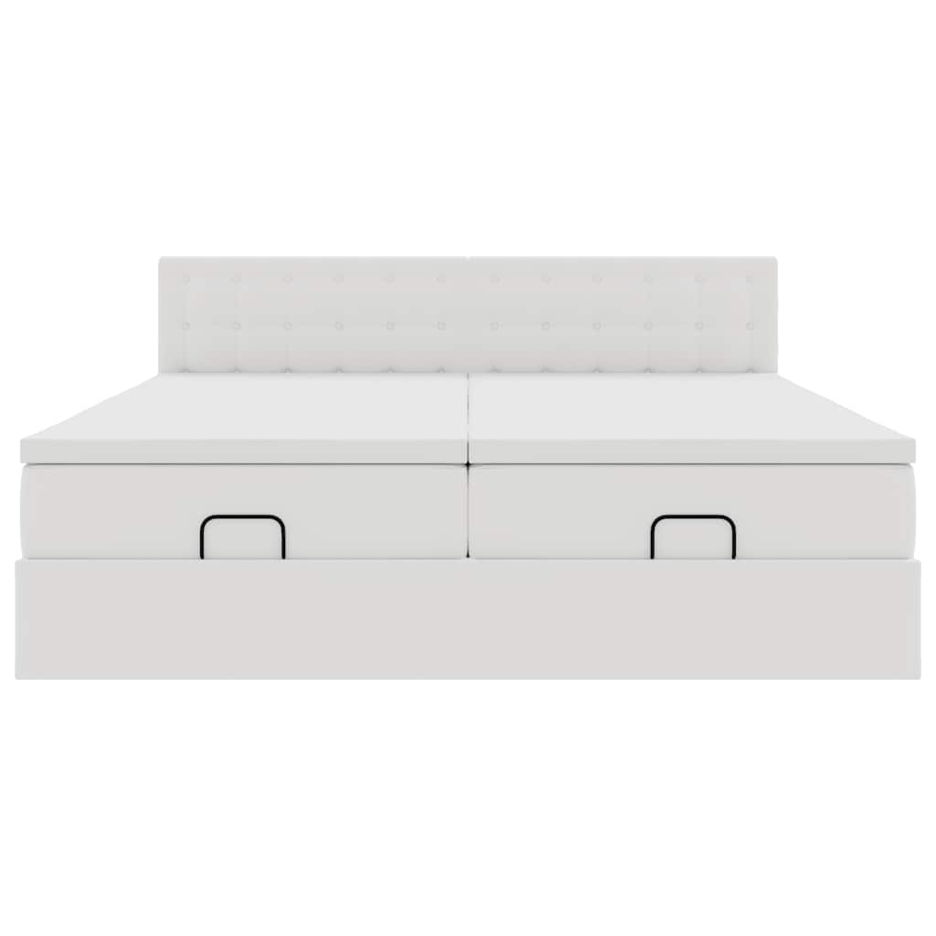 Ottoman bed met matrassen 180x200cm kunstleer wit