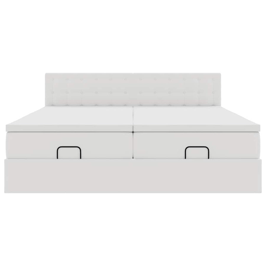 Ottoman bed met matrassen 180x200cm kunstleer wit