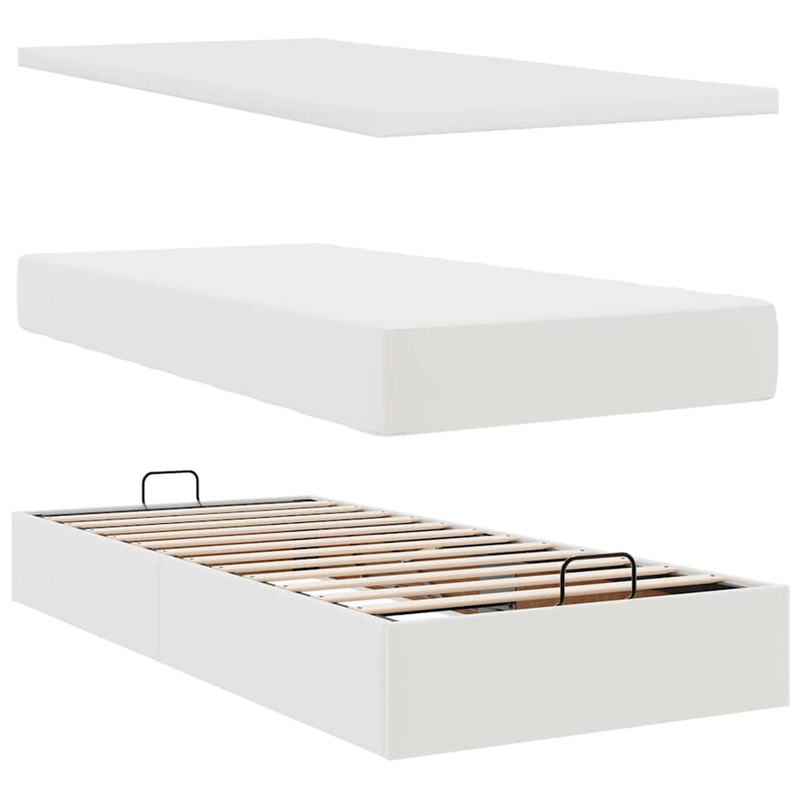 Ottoman bed met matrassen 180x200cm kunstleer wit