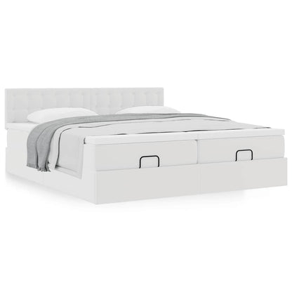 Ottoman bed met matrassen 180x200cm kunstleer wit