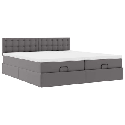 Ottoman bed met matrassen 180x200cm kunstleer grijs