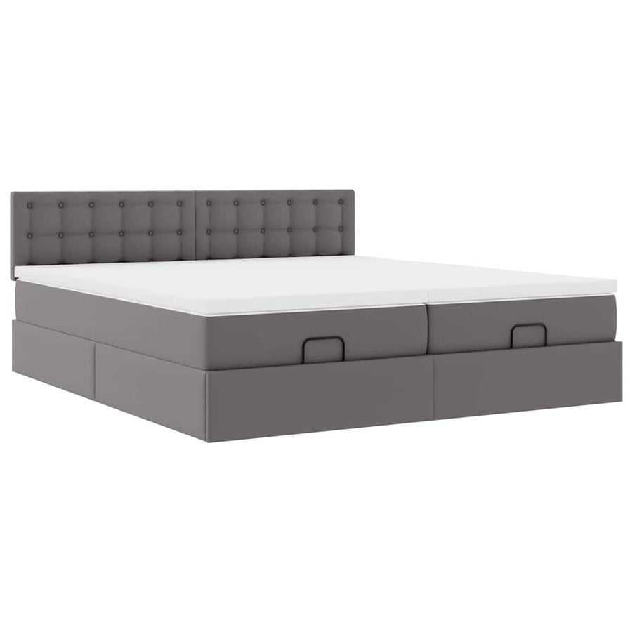 Ottoman bed met matrassen 180x200cm kunstleer grijs