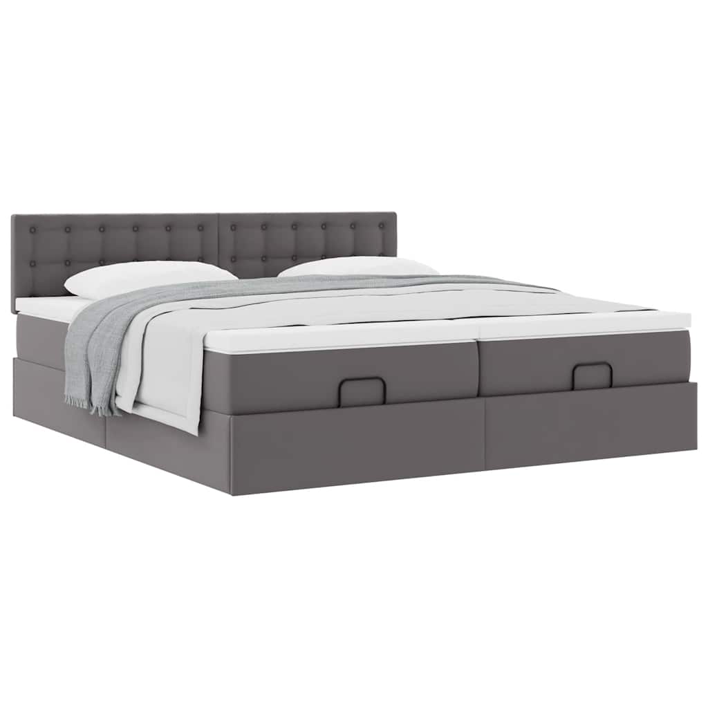 Ottoman bed met matrassen 180x200cm kunstleer grijs