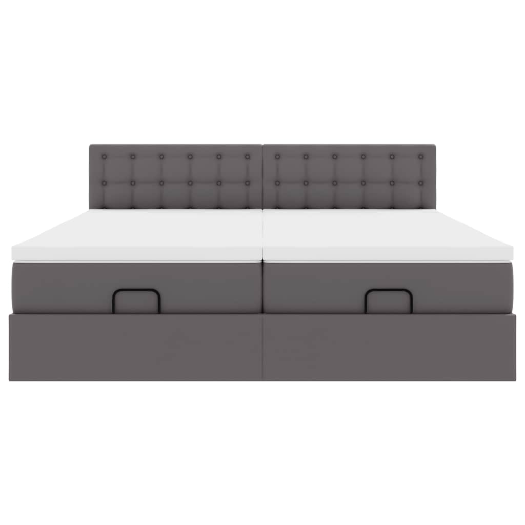 Ottoman bed met matrassen 180x200cm kunstleer grijs