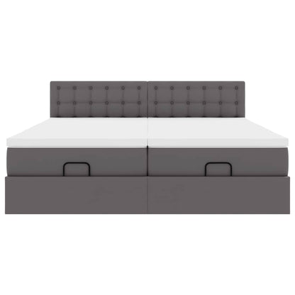 Ottoman bed met matrassen 180x200cm kunstleer grijs