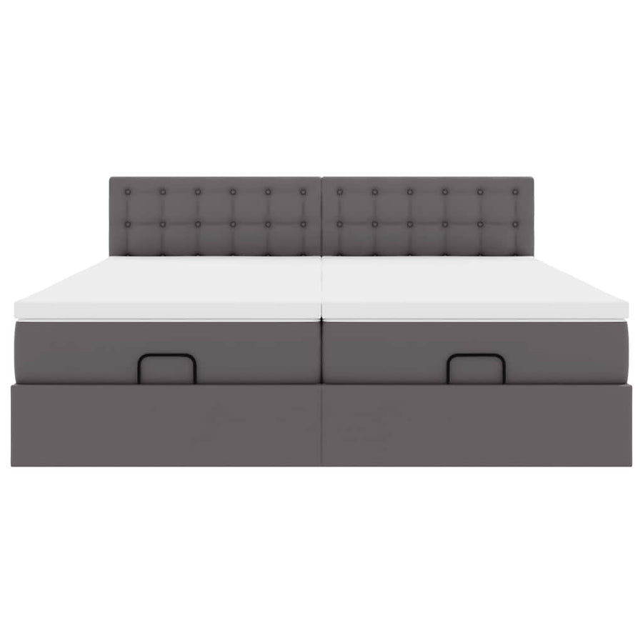 Ottoman bed met matrassen 180x200cm kunstleer grijs