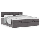 Ottoman bed with mattresses 180x200cm faux leather grey
