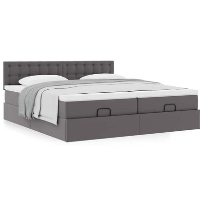 Ottoman bed met matrassen 180x200cm kunstleer grijs