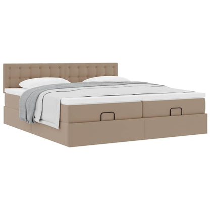 Ottoman bed met matrassen 180x200cm kunstleer cappuccinokleurig