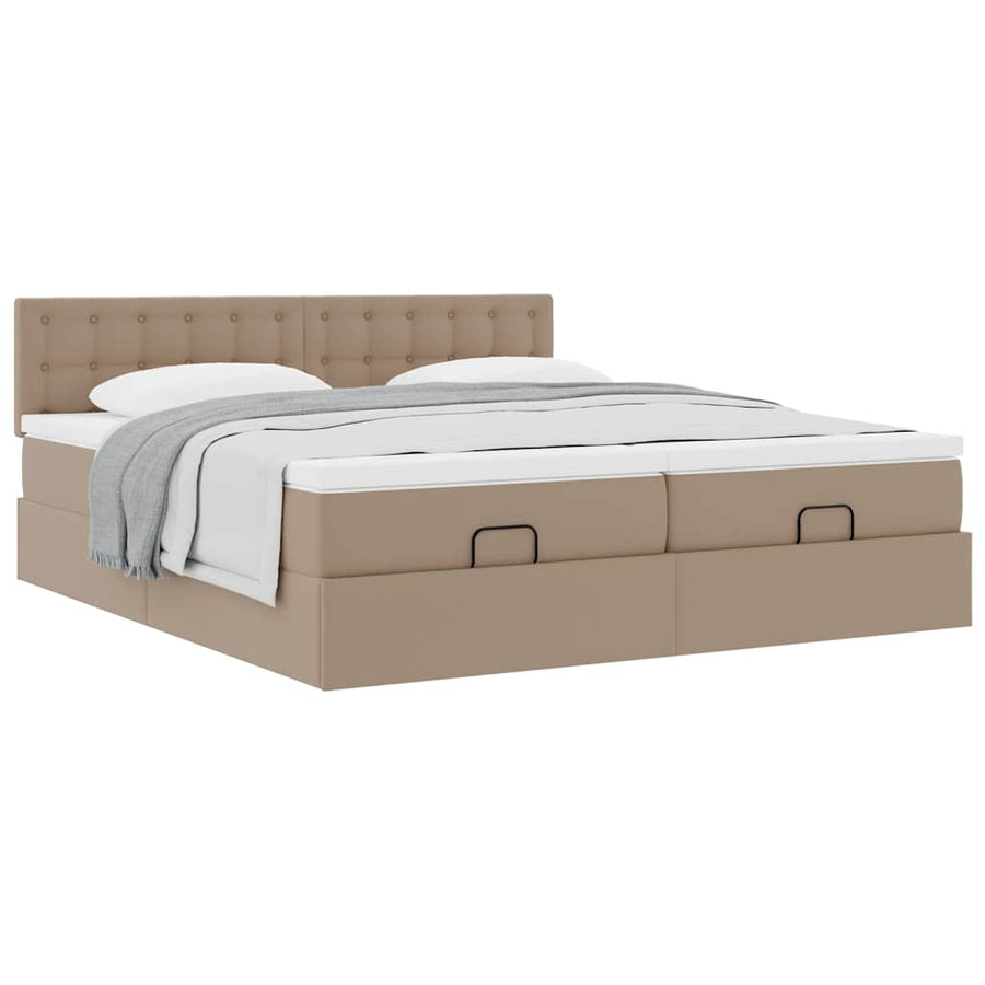 Ottoman bed met matrassen 180x200cm kunstleer cappuccinokleurig