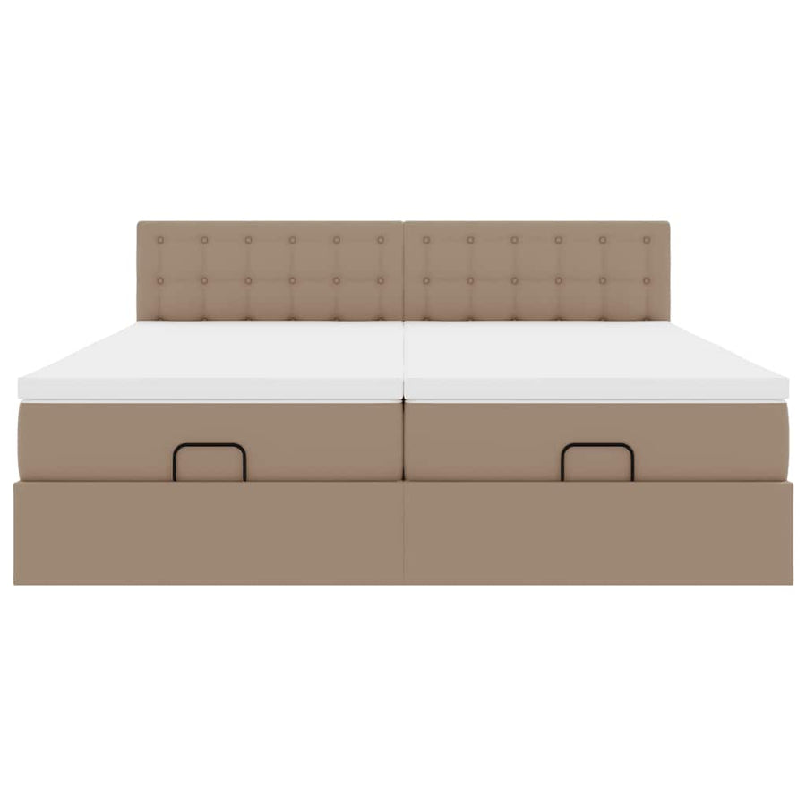 Ottoman bed met matrassen 180x200cm kunstleer cappuccinokleurig