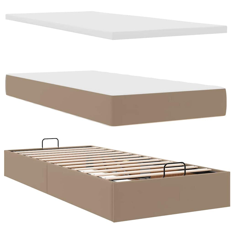Ottoman bed met matrassen 180x200cm kunstleer cappuccinokleurig