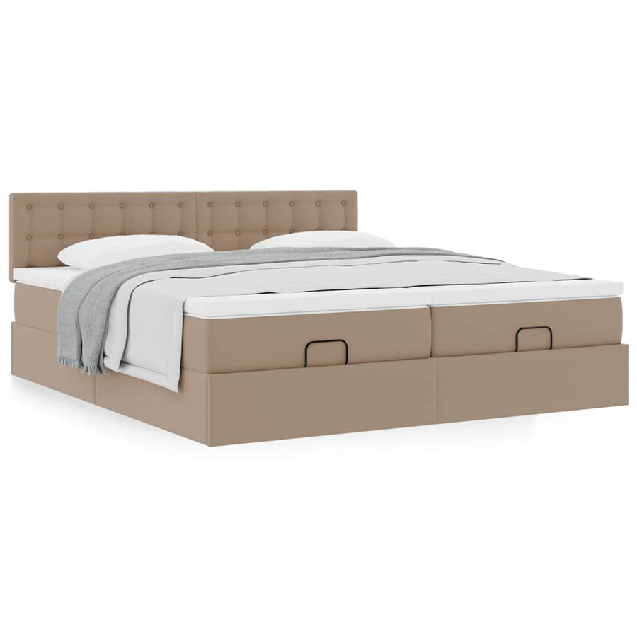 Ottoman bed met matrassen 180x200cm kunstleer cappuccinokleurig