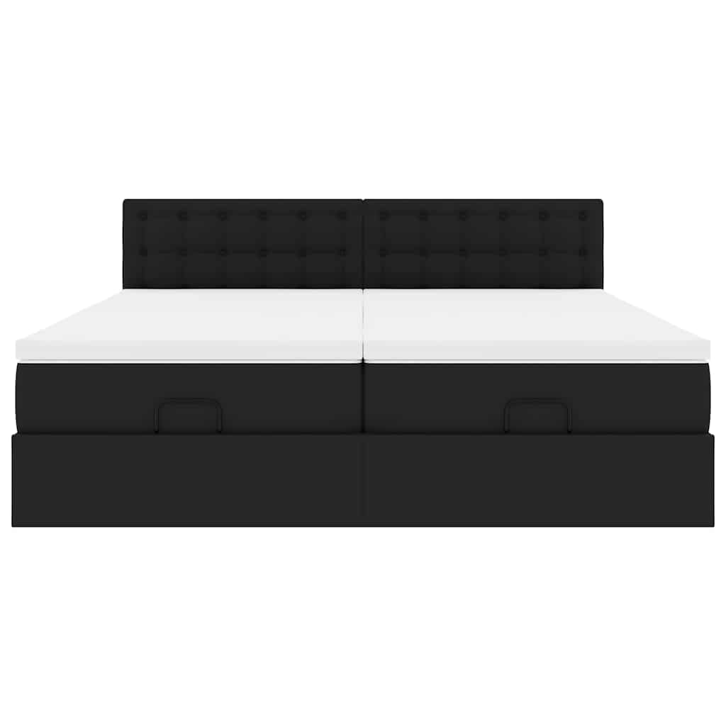 Ottoman bed met matrassen 200x200cm kunstleer zwart