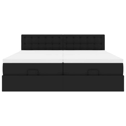 Ottoman bed met matrassen 200x200cm kunstleer zwart