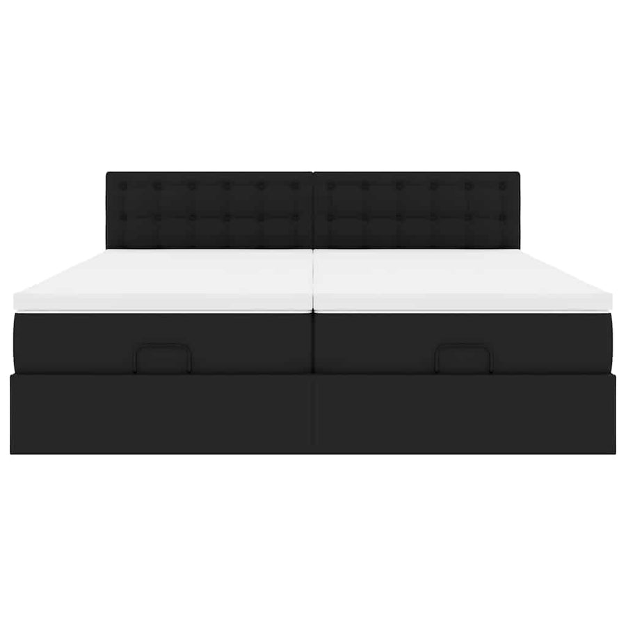 Ottoman bed met matrassen 200x200cm kunstleer zwart