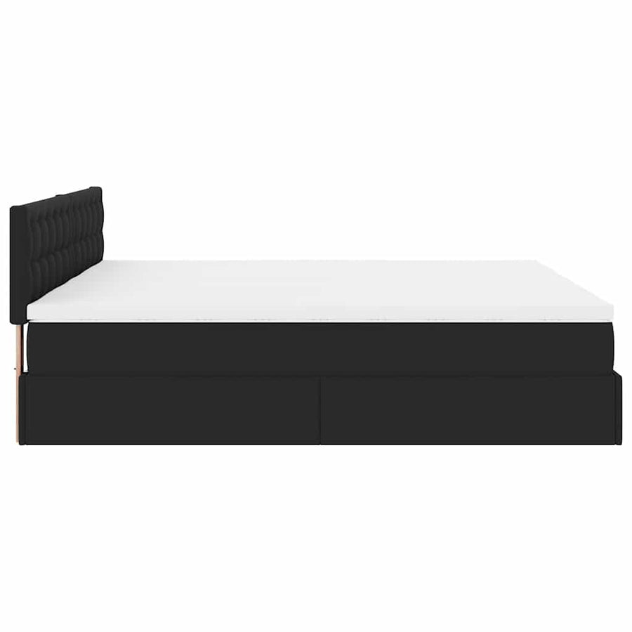 Ottoman bed met matrassen 200x200cm kunstleer zwart