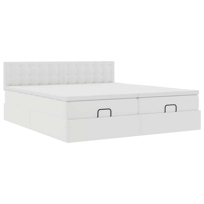 Ottoman bed met matrassen 200x200cm kunstleer wit