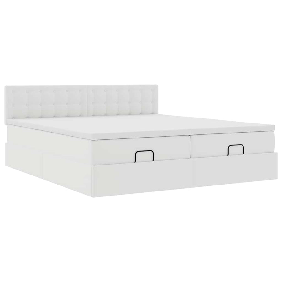 Ottoman bed met matrassen 200x200cm kunstleer wit