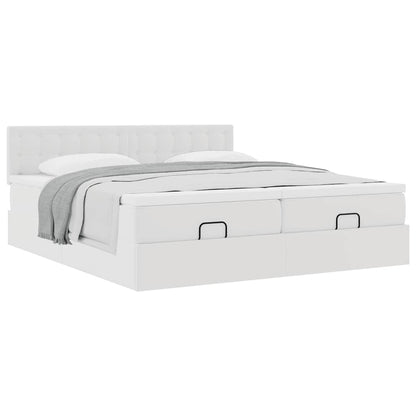 Ottoman bed met matrassen 200x200cm kunstleer wit