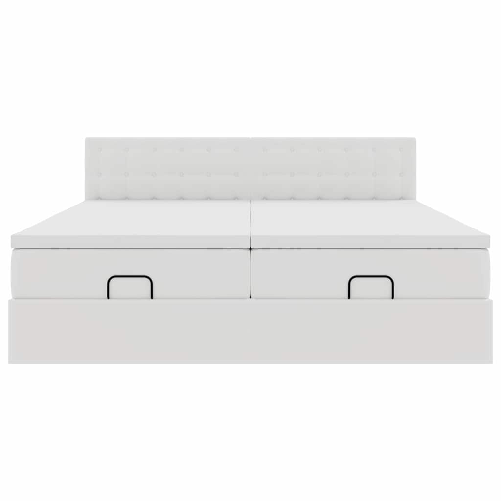 Ottoman bed met matrassen 200x200cm kunstleer wit