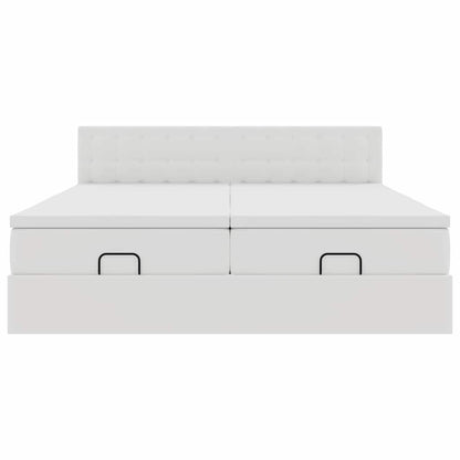 Ottoman bed met matrassen 200x200cm kunstleer wit