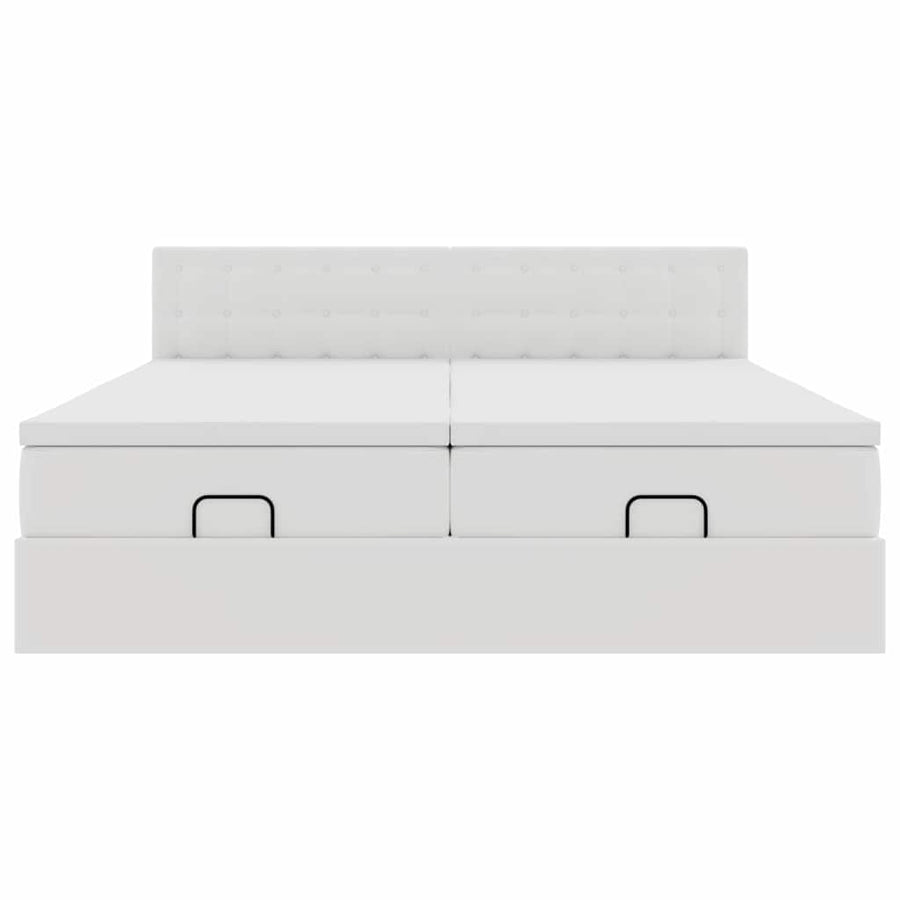 Ottoman bed met matrassen 200x200cm kunstleer wit