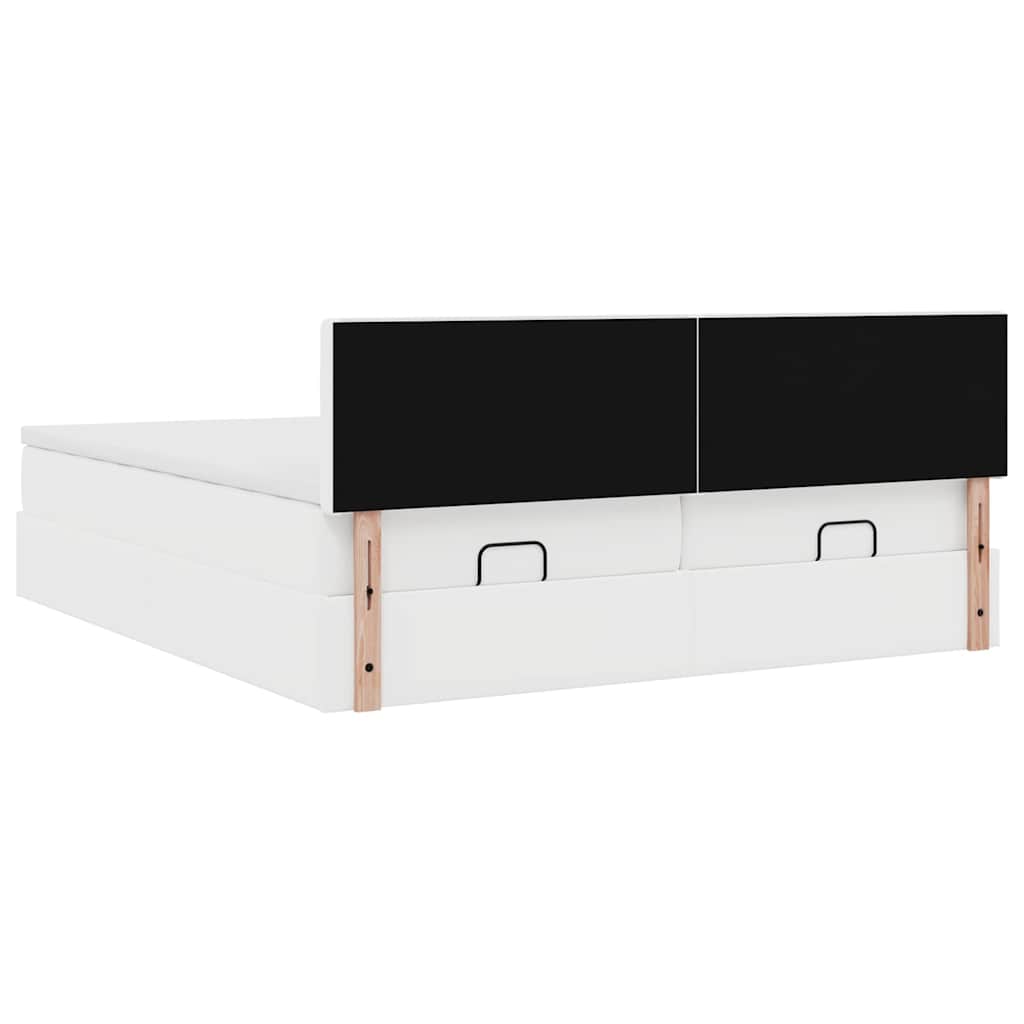 Ottoman bed met matrassen 200x200cm kunstleer wit