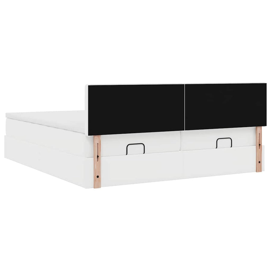 Ottoman bed met matrassen 200x200cm kunstleer wit