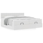 Ottoman bed with mattresses 200x200cm faux leather white