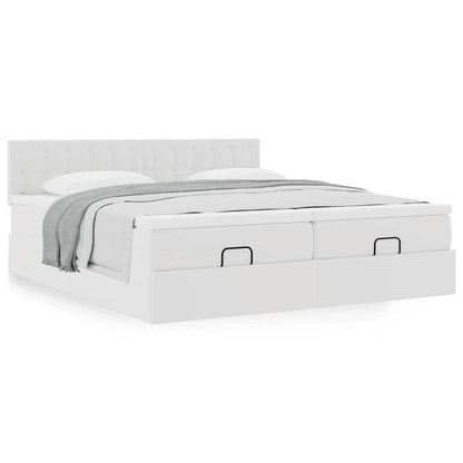 Ottoman bed met matrassen 200x200cm kunstleer wit