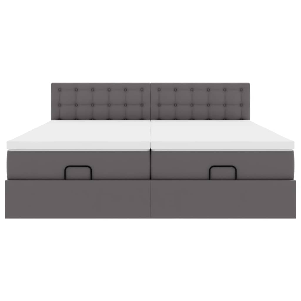 Ottoman bed met matrassen 200x200cm kunstleer grijs