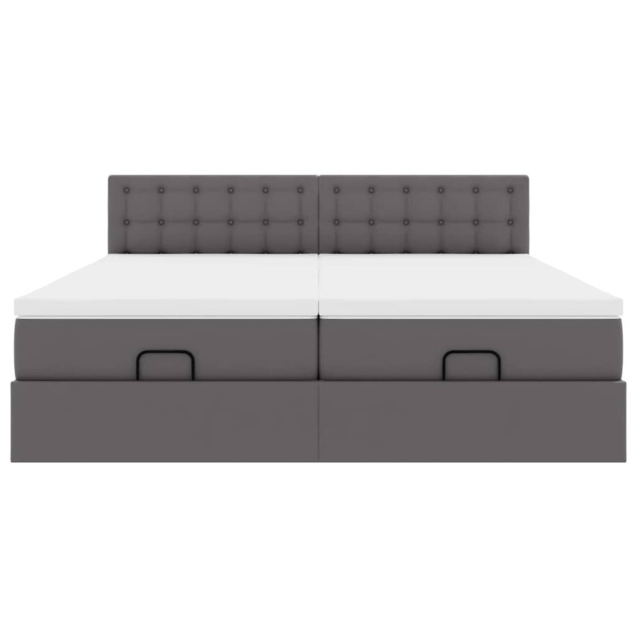 Ottoman bed met matrassen 200x200cm kunstleer grijs