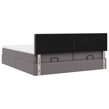 Ottoman bed met matrassen 200x200cm kunstleer grijs