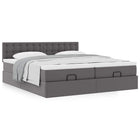 Ottoman bed with mattresses 200x200cm faux leather grey