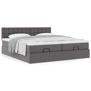 Ottoman bed with mattresses 200x200cm faux leather grey