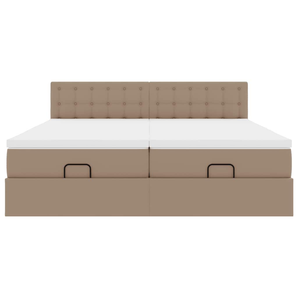 Ottoman bed met matrassen 200x200cm kunstleer cappuccinokleurig
