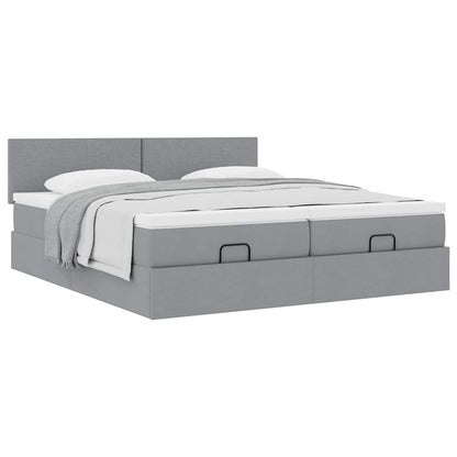 Ottoman bed met matrassen 160x200cm stof lichtgrijs