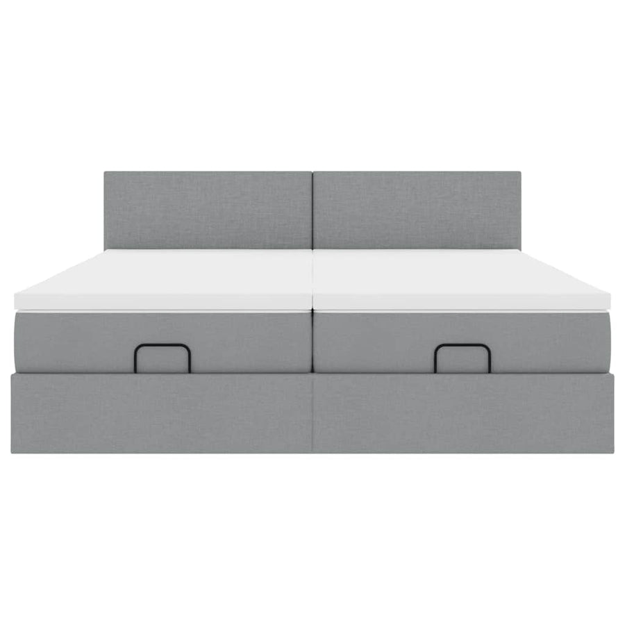 Ottoman bed met matrassen 160x200cm stof lichtgrijs