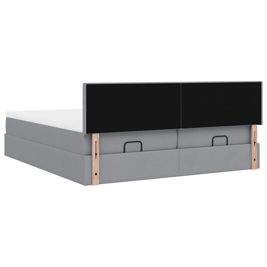 Ottoman bed met matrassen 160x200cm stof lichtgrijs