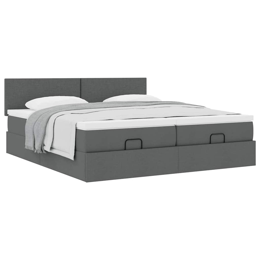 Ottoman bed met matrassen 160x200cm stof donkergrijs