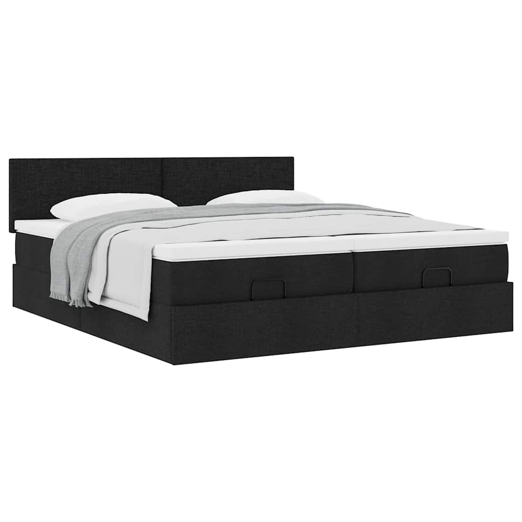 Ottoman bed met matrassen 160x200cm stof zwart